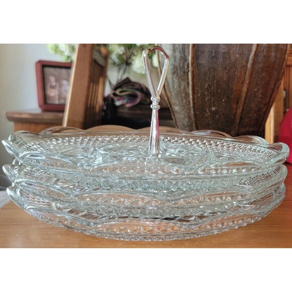 Anchor Hocking 11" Wexford glass 5 Section Relish Veggie Snack Serving Platter - Picture 10 of 16